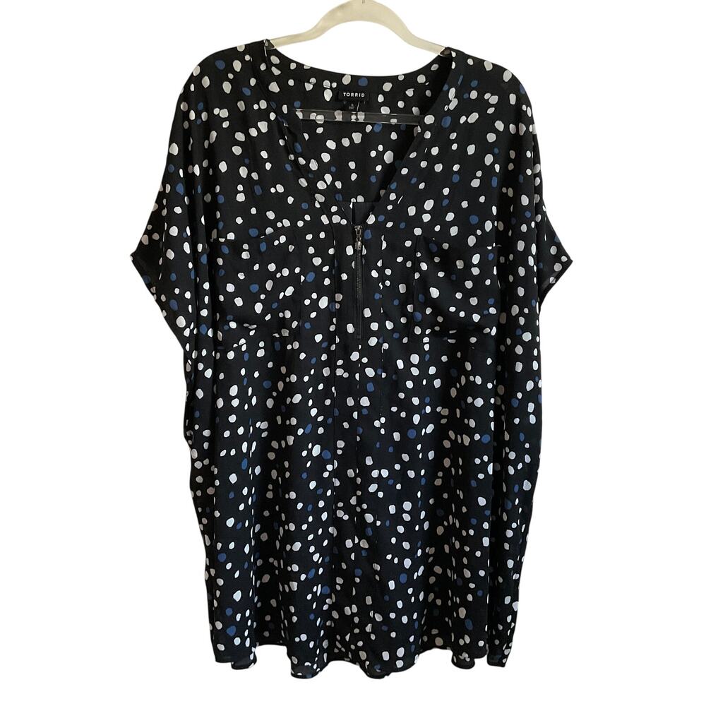 Torrid Polka Dot‎ Print Georgette Zip Front Dolman Sleeve Blouse - Size 5X NEW